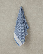 Ornate Stripe Cotton with Dyed Thread Face Towel 50x80 cm - Ecru - Blue