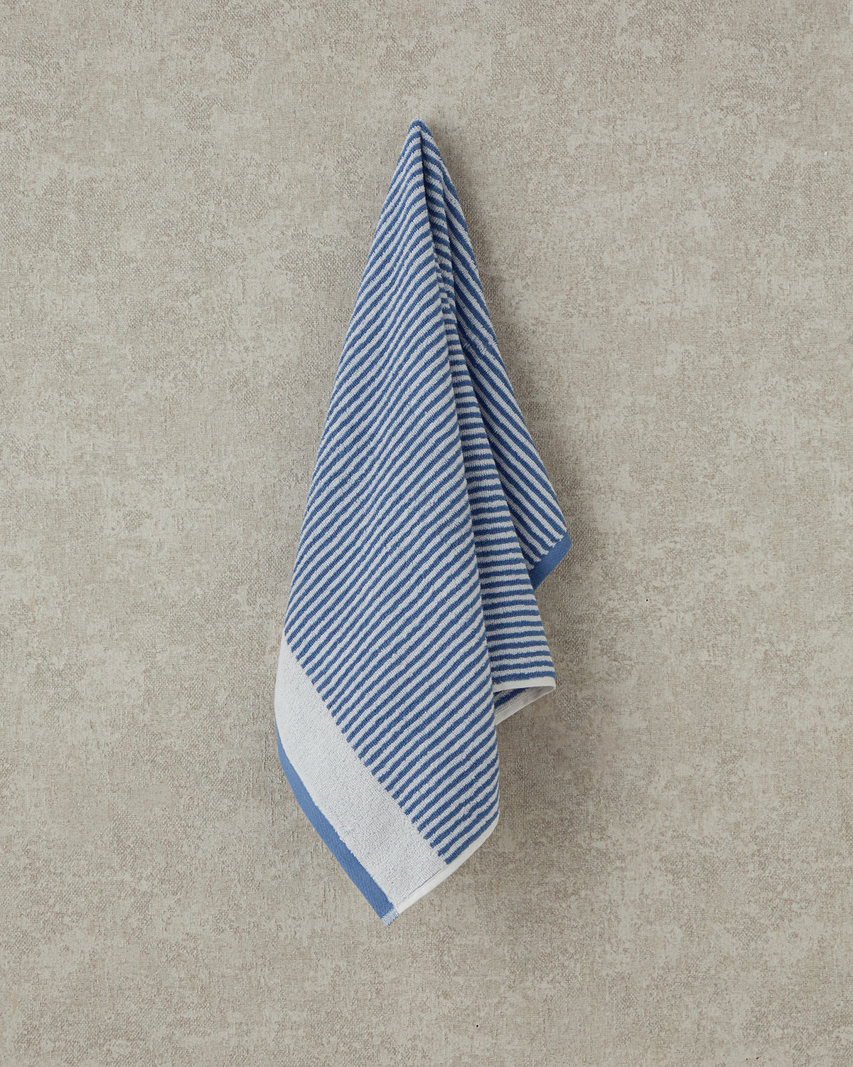 Ornate Stripe Cotton with Dyed Thread Face Towel 50x80 cm - Ecru - Blue