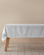 Polycotton Table Cloth 150x200 cm White - Blue