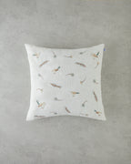 Embroidered Toss Pillow Cover 45x45 cm Ecru