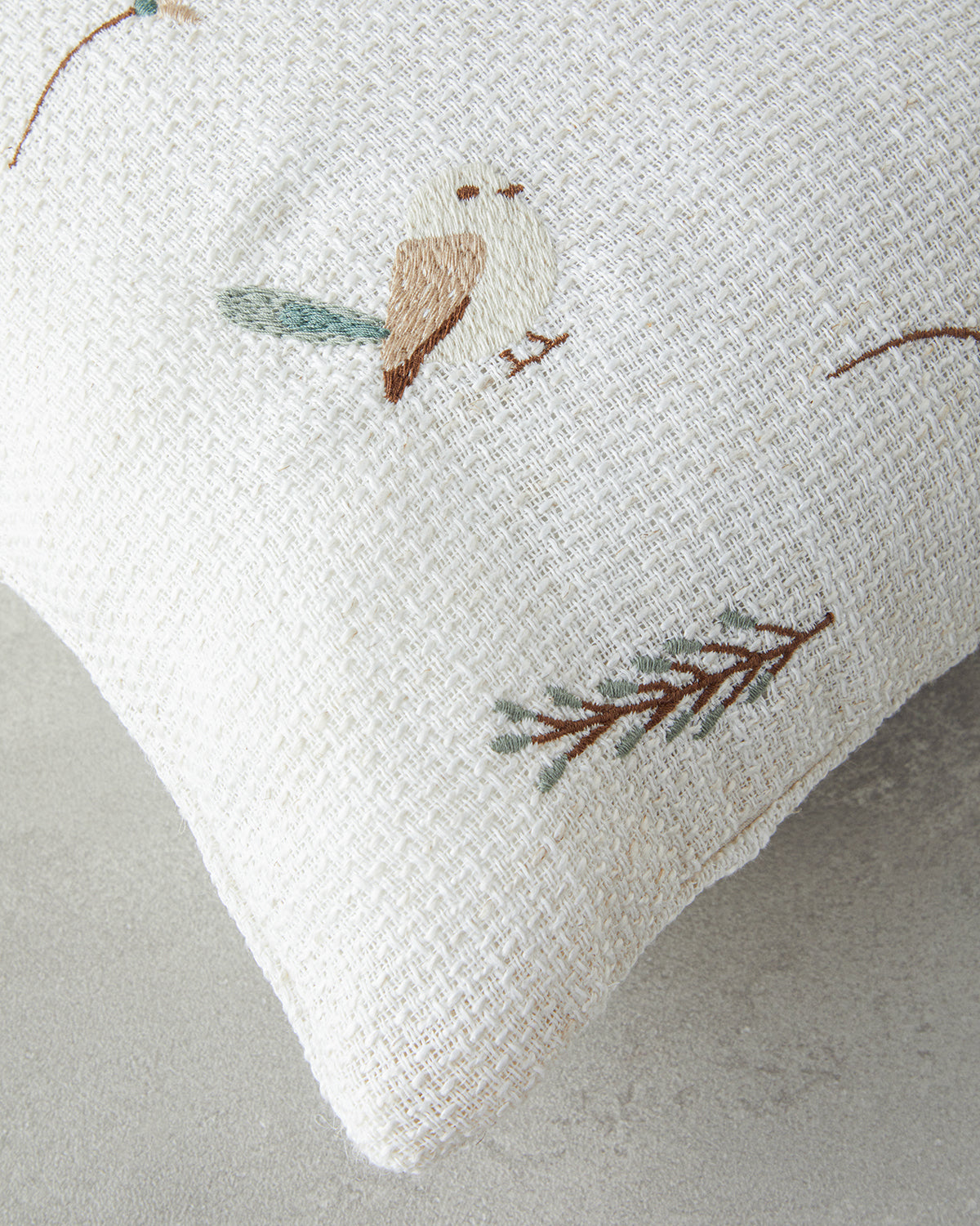Embroidered Toss Pillow Cover 45x45 cm Ecru (view 2)