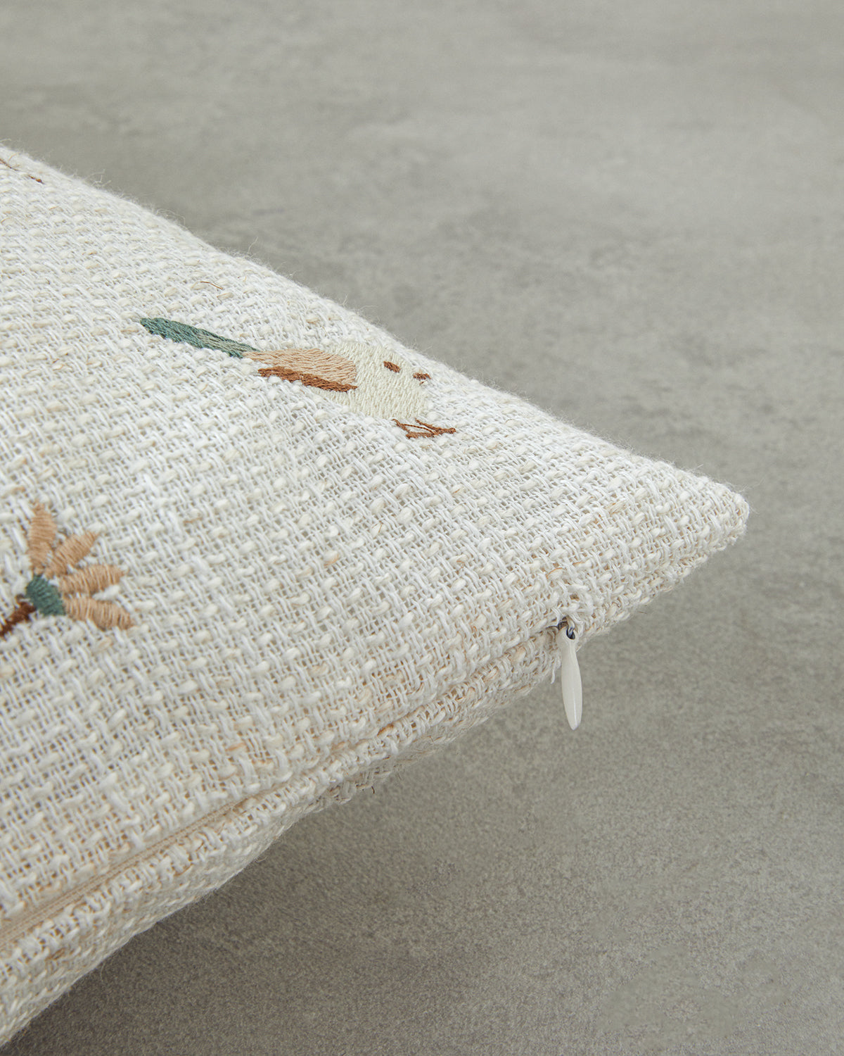 Embroidered Toss Pillow Cover 45x45 cm Ecru (view 3)