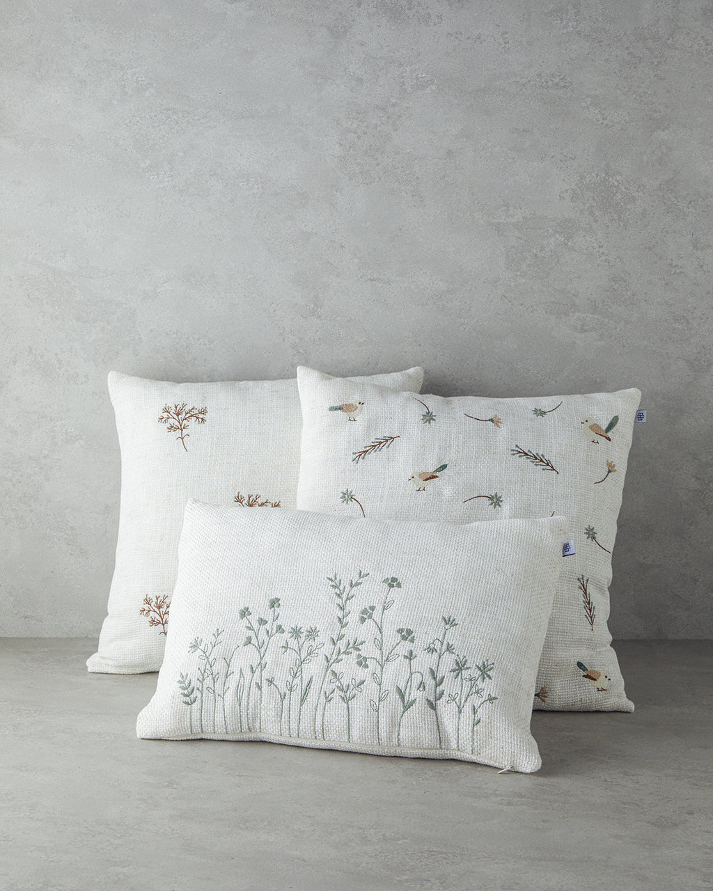 Embroidered Toss Pillow Cover 45x45 cm Ecru (view 4)