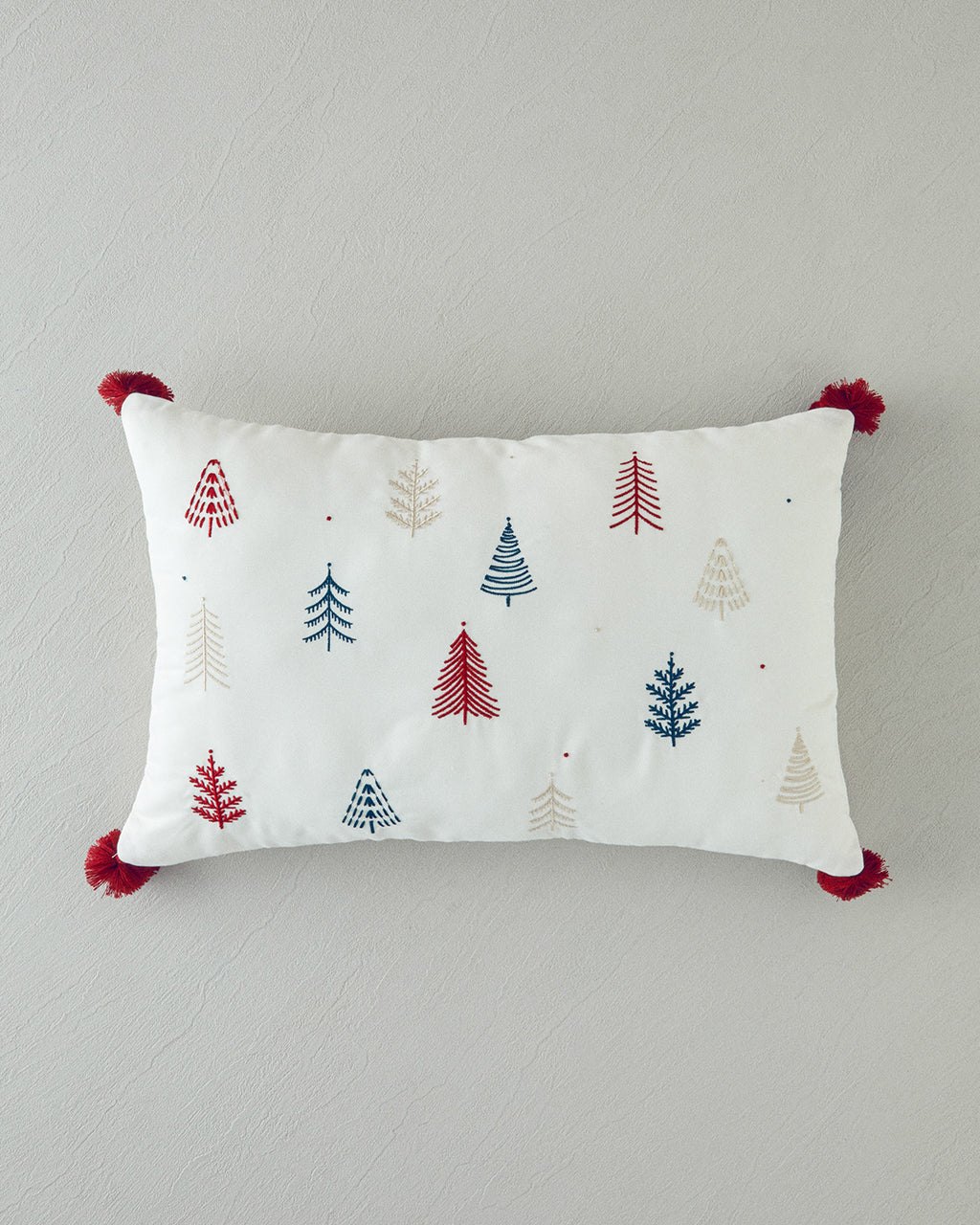 Embroidered Decorative Cushion 33x50 cm Ecru