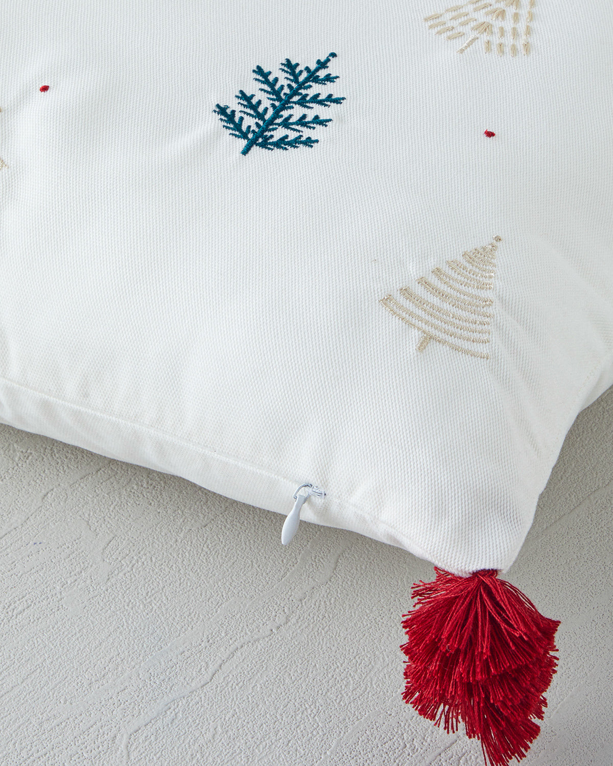 Embroidered Decorative Cushion 33x50 cm Ecru (view 2)