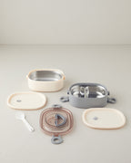 Stainless Steel with 2 Sections Lunch Box 900 ml Ecru - Gray (view 2)
