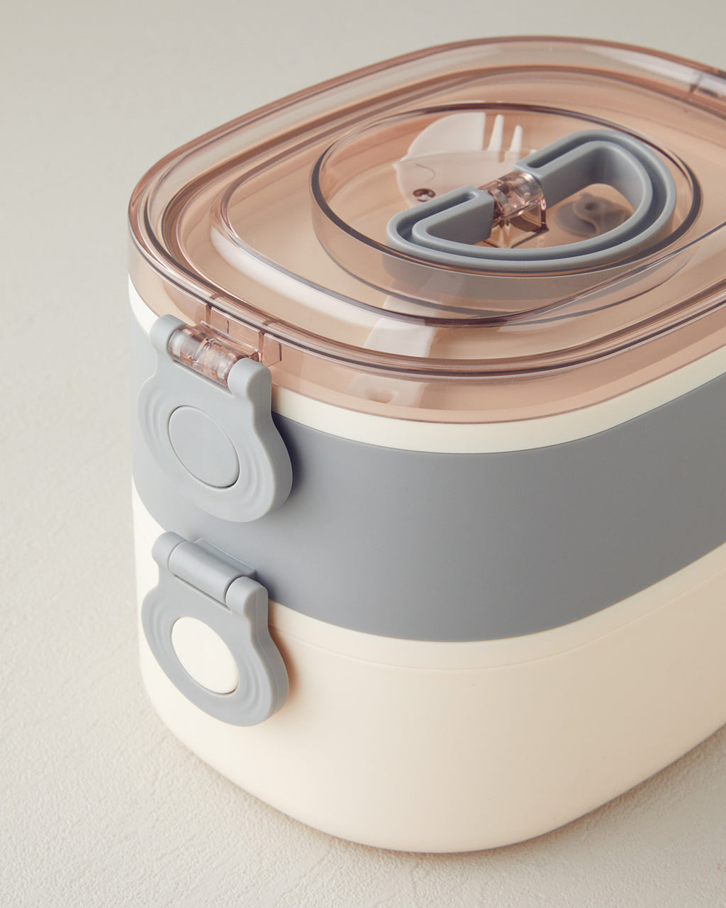 Stainless Steel with 2 Sections Lunch Box 900 ml Ecru - Gray (view 5)