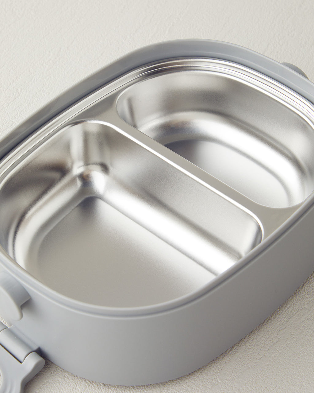 Stainless Steel with 2 Sections Lunch Box 900 ml Ecru - Gray (view 7)