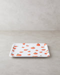 Plastic Tray 32.5x32.5 cm White - Orange