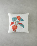 Punch Needle Embroidered Toss Pillow Cover 45x45 cm Ecru