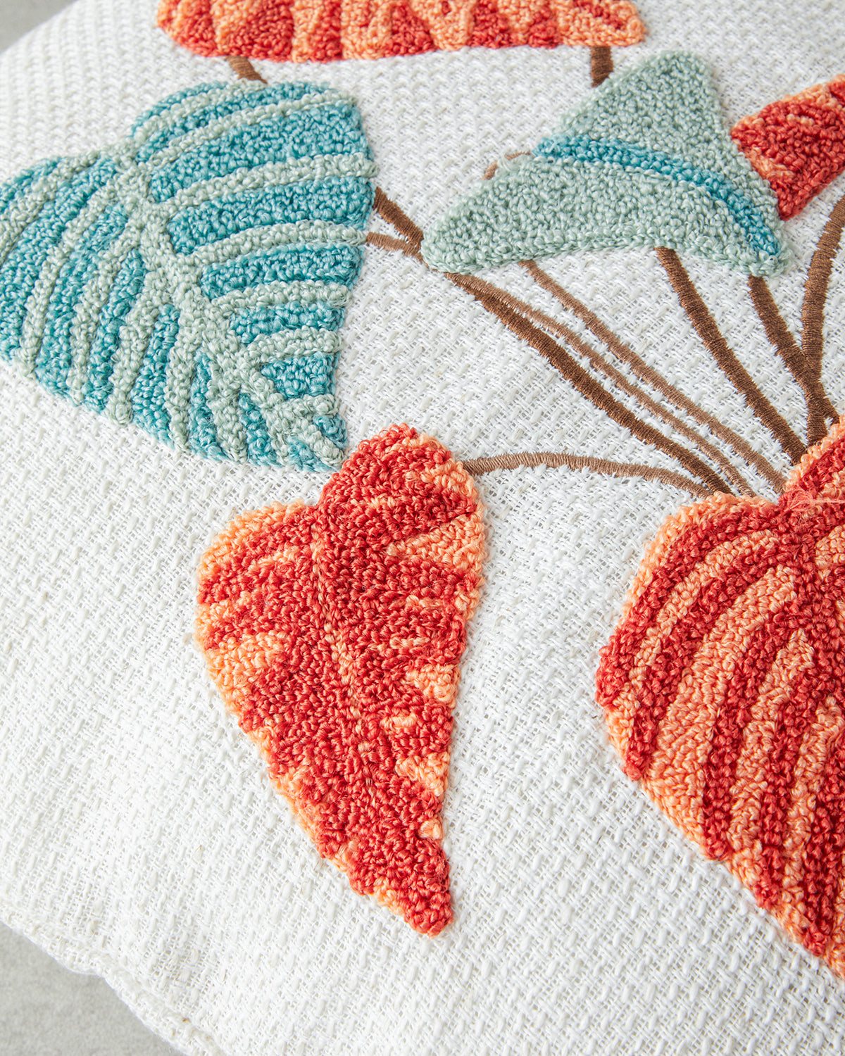 Punch Needle Embroidered Toss Pillow Cover 45x45 cm Ecru (view 2)