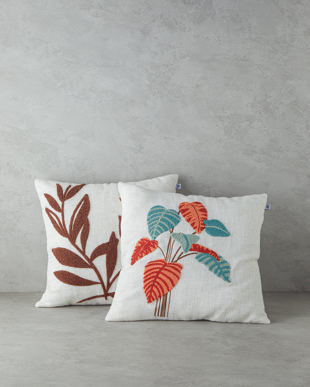 Punch Needle Embroidered Toss Pillow Cover 45x45 cm Ecru (view 4)