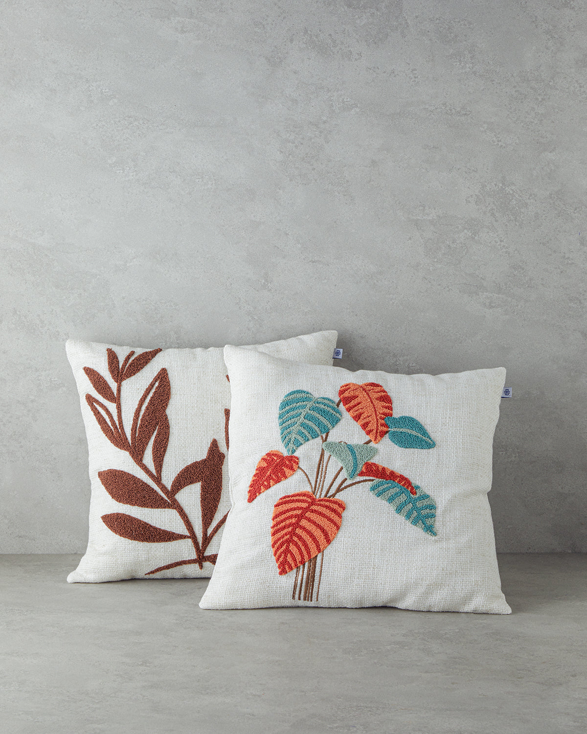 Punch Needle Embroidered Toss Pillow Cover 45x45 cm Ecru (view 4)