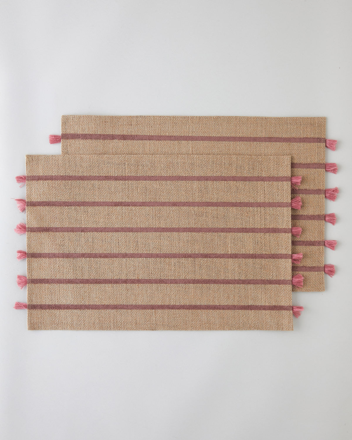 Fringe Jute 2 pcs Table Mat 30x45 cm Pink