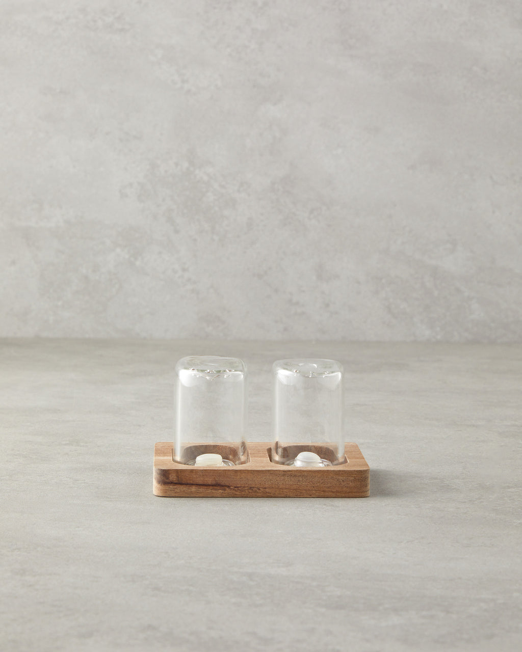 Estella Borosilicate-Acacia 2 pcs Salt and Pepper Shaker Transparent