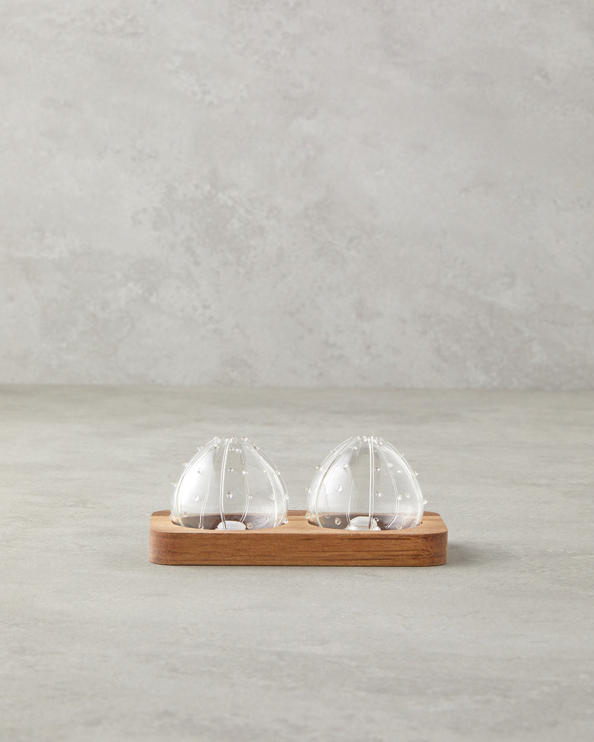 Clementine Borosilicate-Acacia 2 pcs Salt and Pepper Shaker 5.5x5 cm Transparent