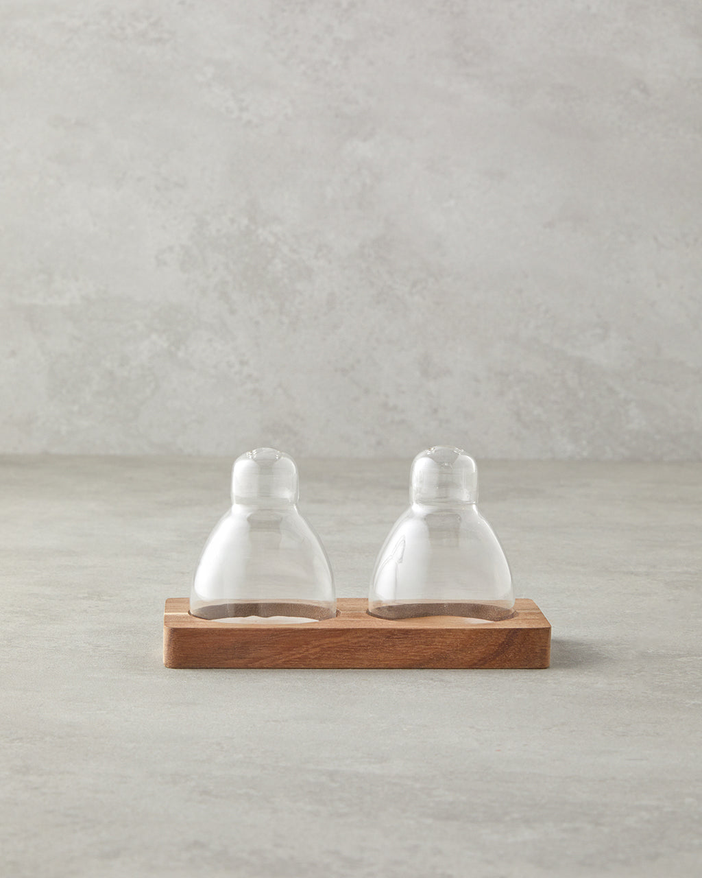 Eloise Borosilicate-Acacia 2 pcs Salt and Pepper Shaker 6x7.5 cm Transparent