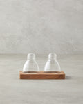 Eloise Borosilicate-Acacia 2 pcs Salt and Pepper Shaker 6x7.5 cm Transparent