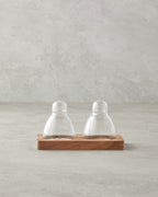 Eloise Borosilicate-Acacia 2 pcs Salt and Pepper Shaker 6x7.5 cm Transparent
