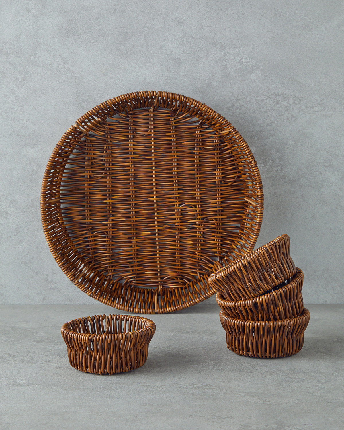 Boho Plastic Rattan Serving Ware Brown (view 8)