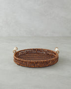 Boho Plastic Rattan Tray Brown - 25x25x3 cm