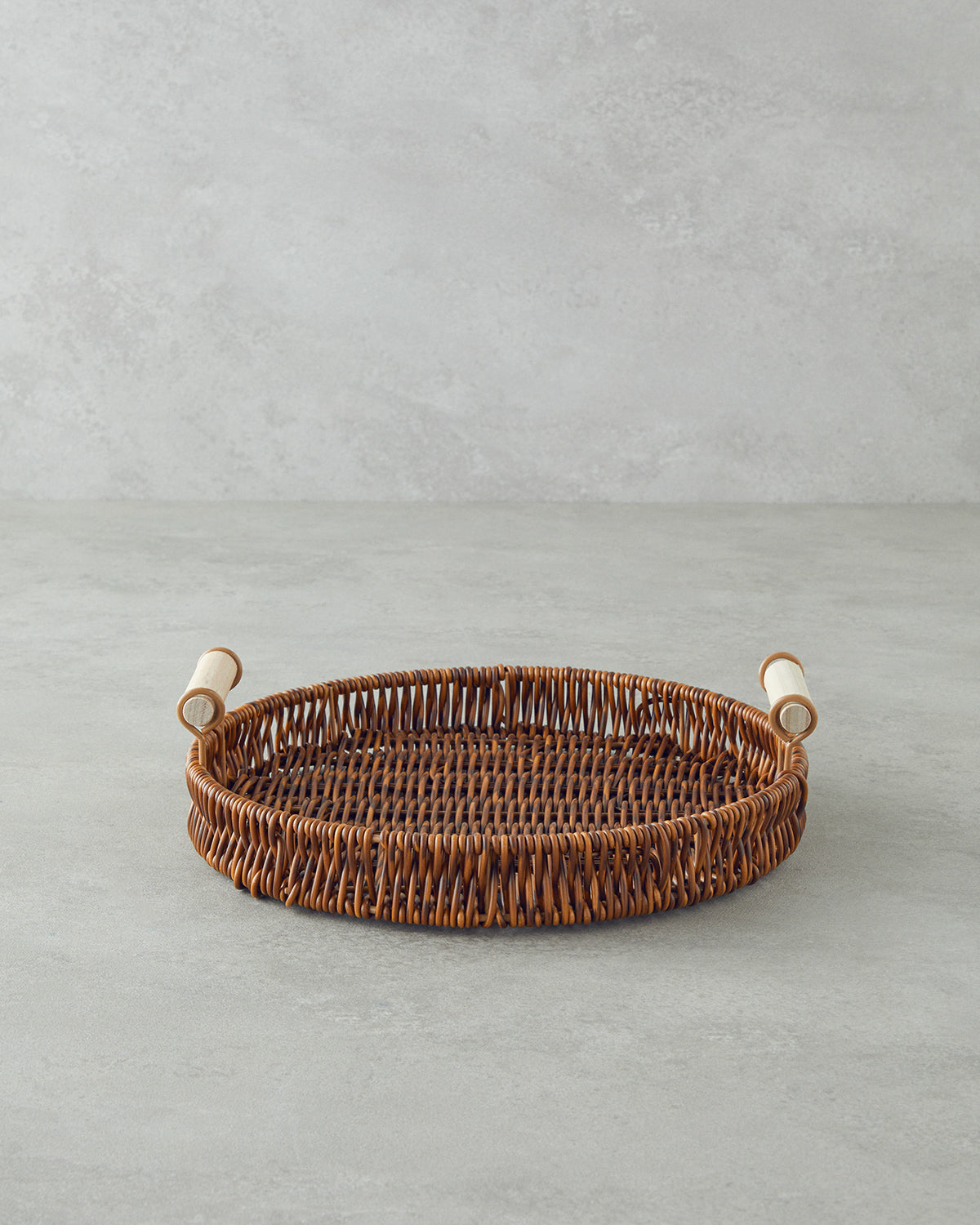 Boho Plastic Rattan Tray Brown - 25x25x3 cm