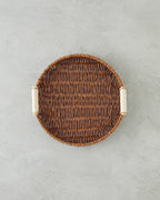 Boho Plastic Rattan Tray Brown - 29x20x3 cm (view 2)