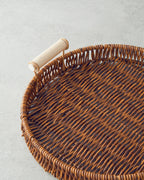 Boho Plastic Rattan Tray Brown - 30x22x3 cm (view 3)