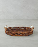 Boho Plastic Rattan Tray Brown - 26x26x3 cm (view 4)