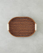 Boho Plastic Rattan Tray Brown (view 5)