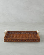 Boho Plastic Rattan Tray Brown (view 7)