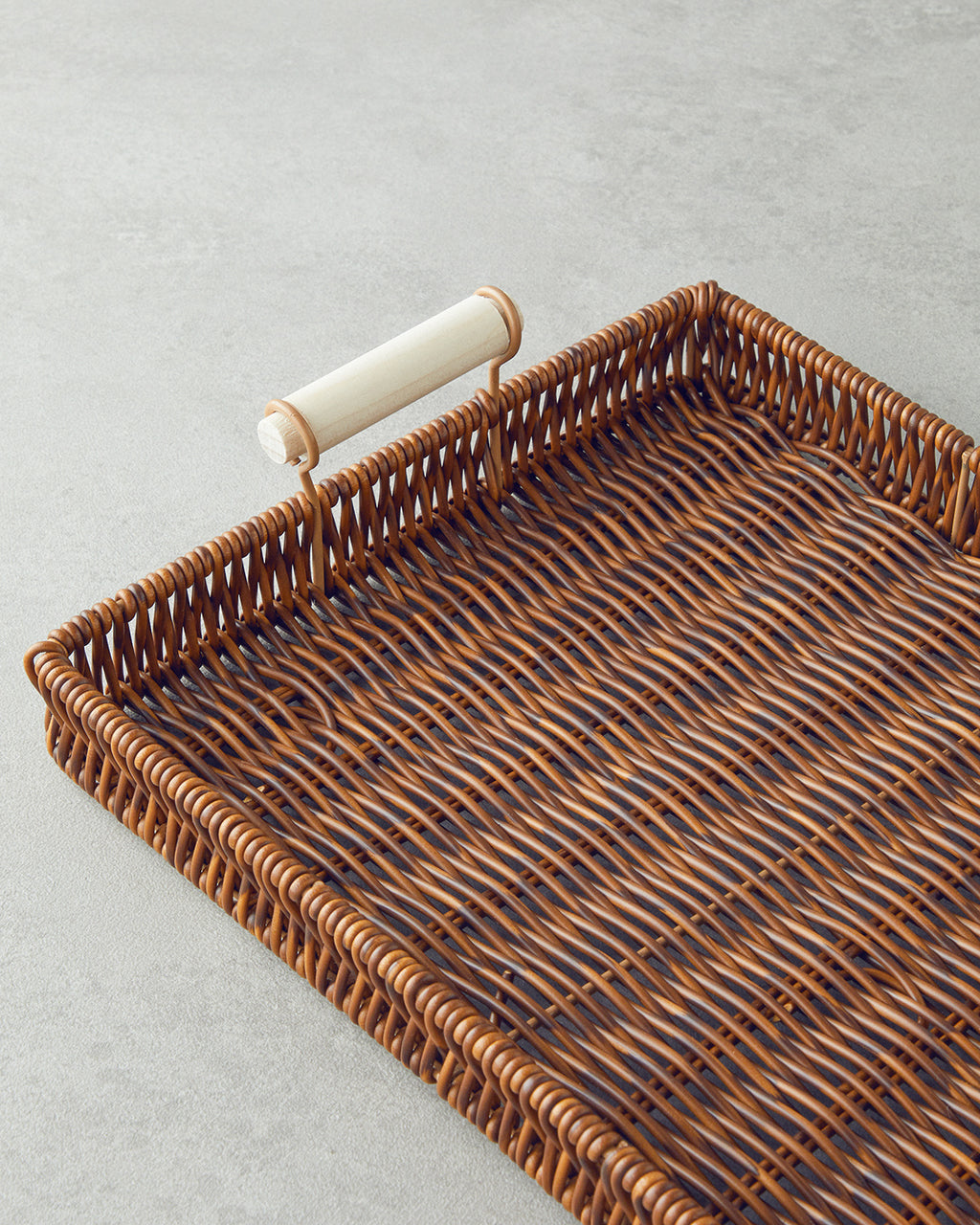 Boho Plastic Rattan Tray Brown (view 9)