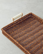 Boho Plastic Rattan Tray Brown (view 9)