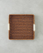 Boho Plastic Rattan Tray Brown (view 11)
