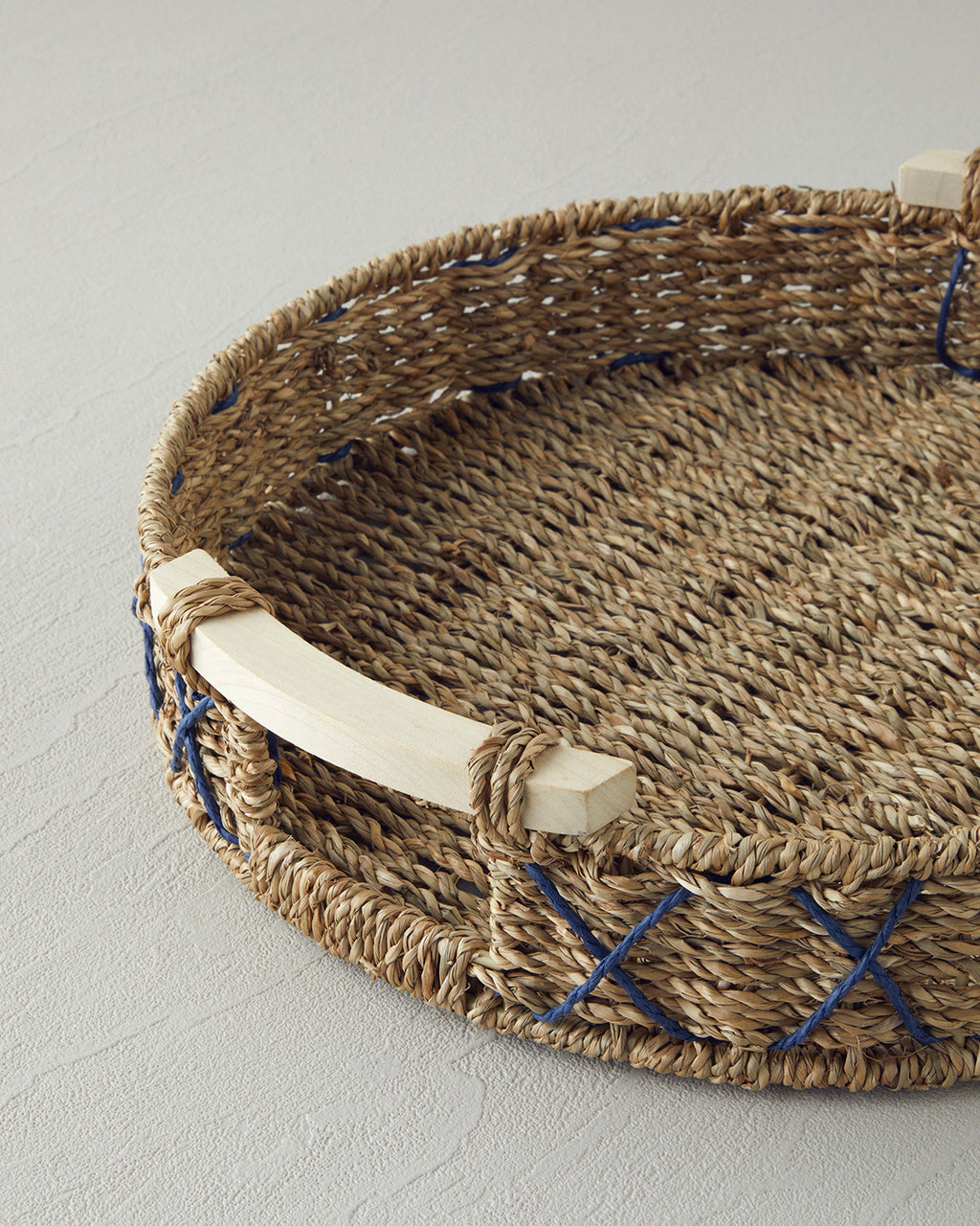 Savanna Wicker Tray 32 cm Blue - Beige (view 3)