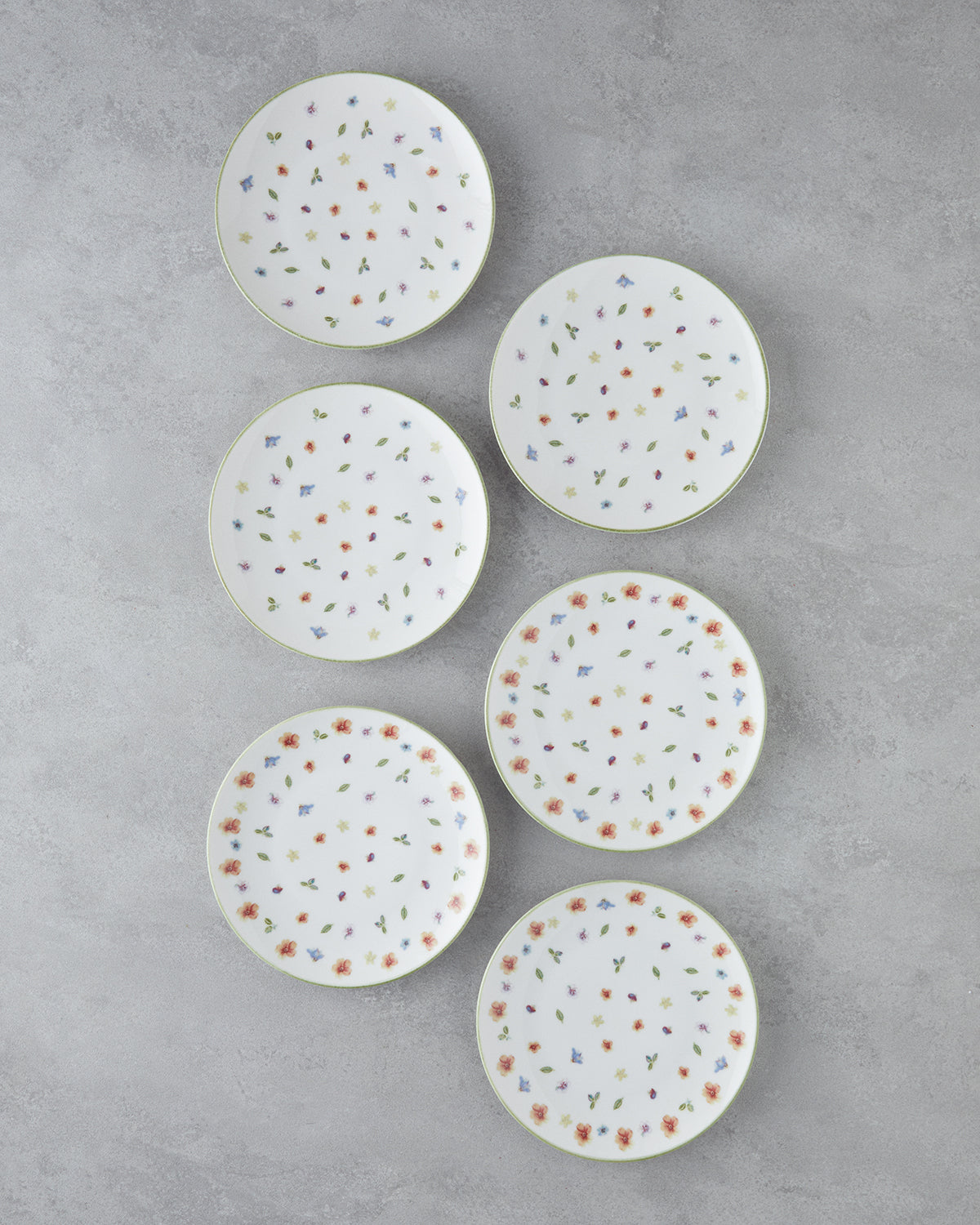 Lilyum Porcelain 6 pcs Cake Set 21 cm Colored