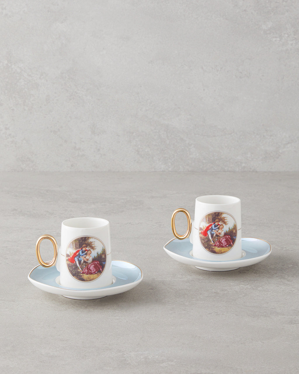 Selene Porcelain 4 Pieces 2 Servings Coffee Cup Set 80 ml - Blue