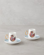 Selene Porcelain 4 Pieces 2 Servings Coffee Cup Set 80 ml - Blue