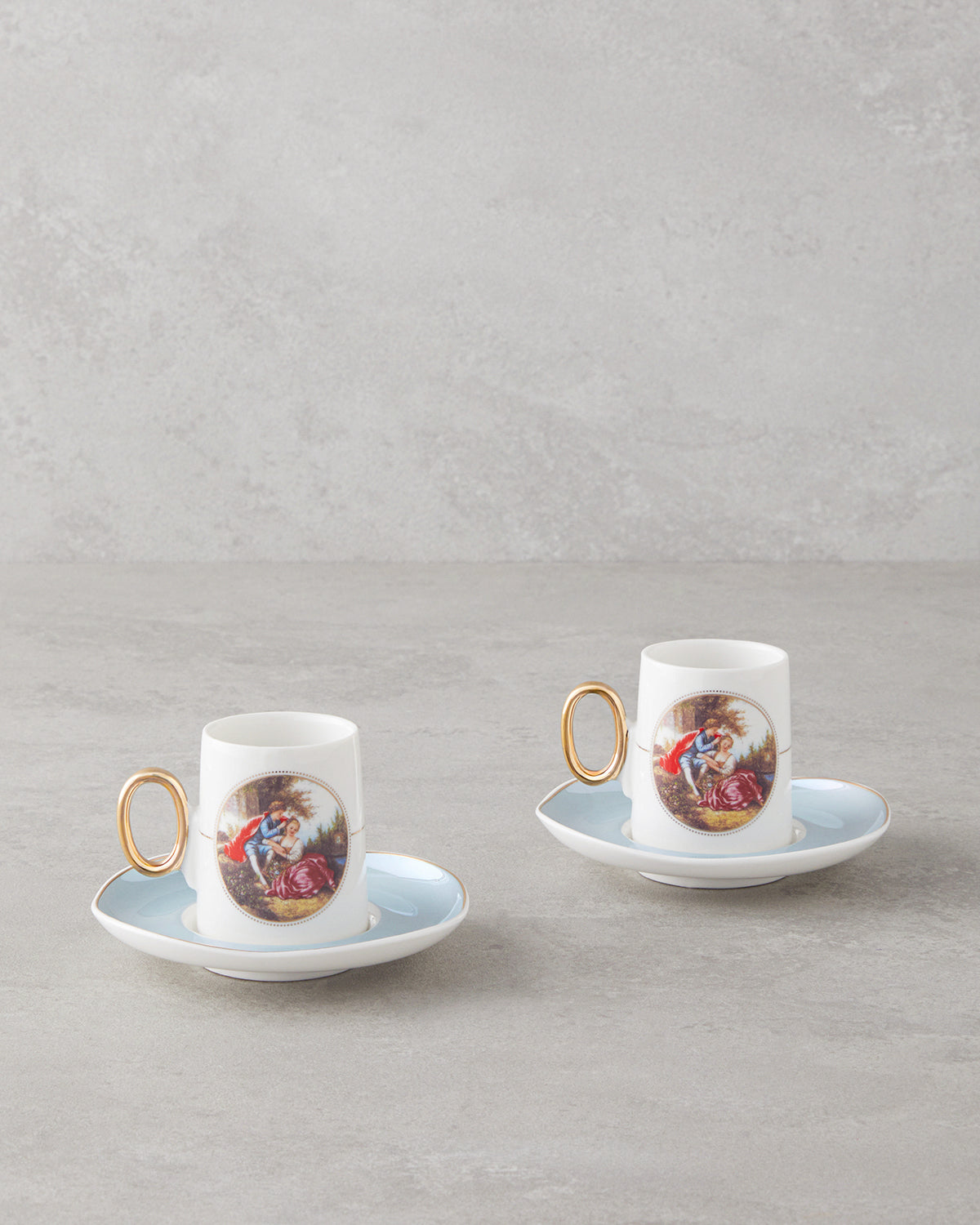 Selene Porcelain 4 Pieces 2 Servings Coffee Cup Set 80 ml - Blue