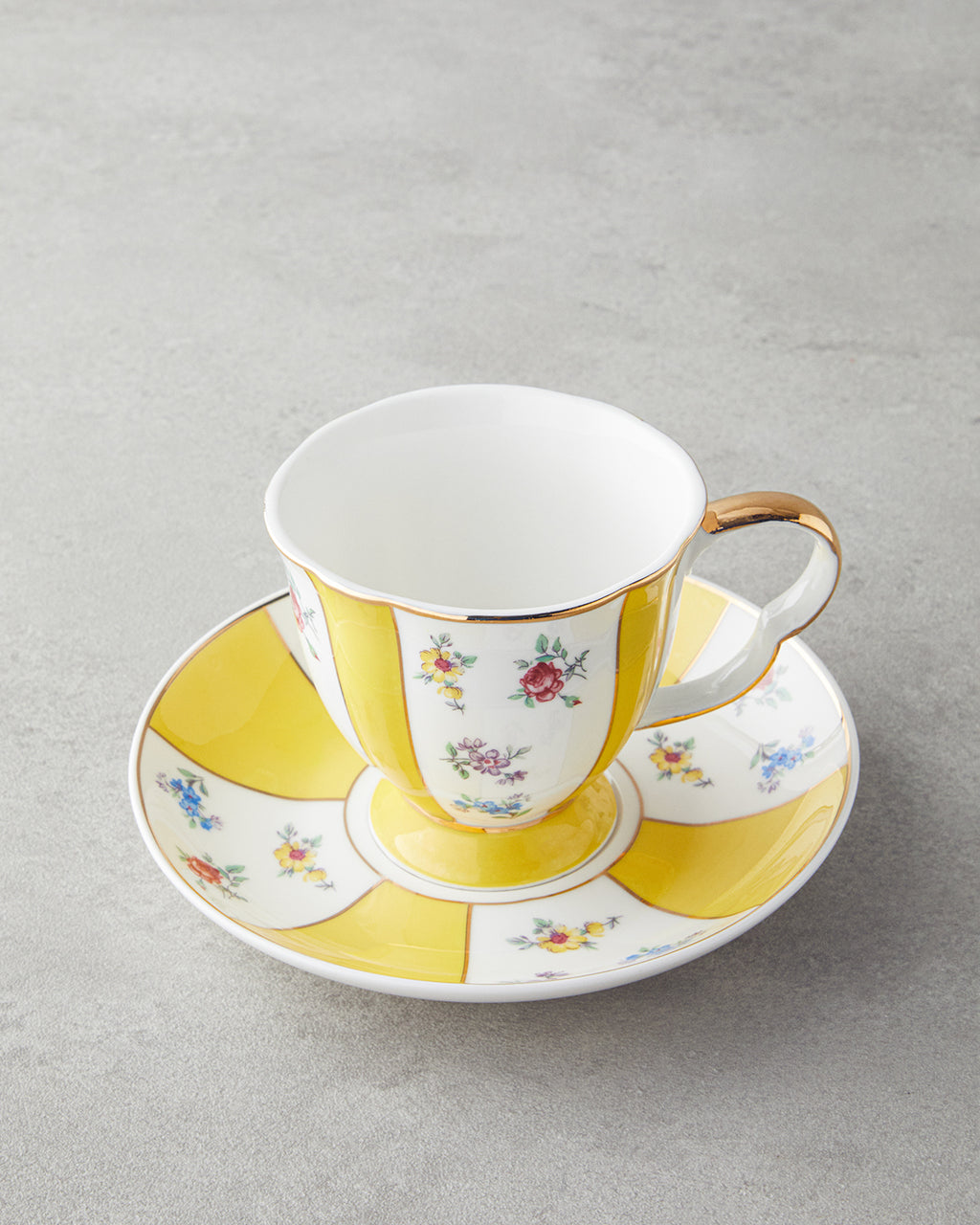 Porcelain 4 Pieces 2 Servings Tea Cup Set 220 ml Green - Yellow (view 3)