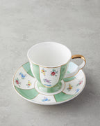 Porcelain 4 Pieces 2 Servings Tea Cup Set 220 ml Green - Yellow (view 4)