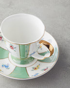 Porcelain 4 Pieces 2 Servings Tea Cup Set 220 ml Green - Yellow (view 5)
