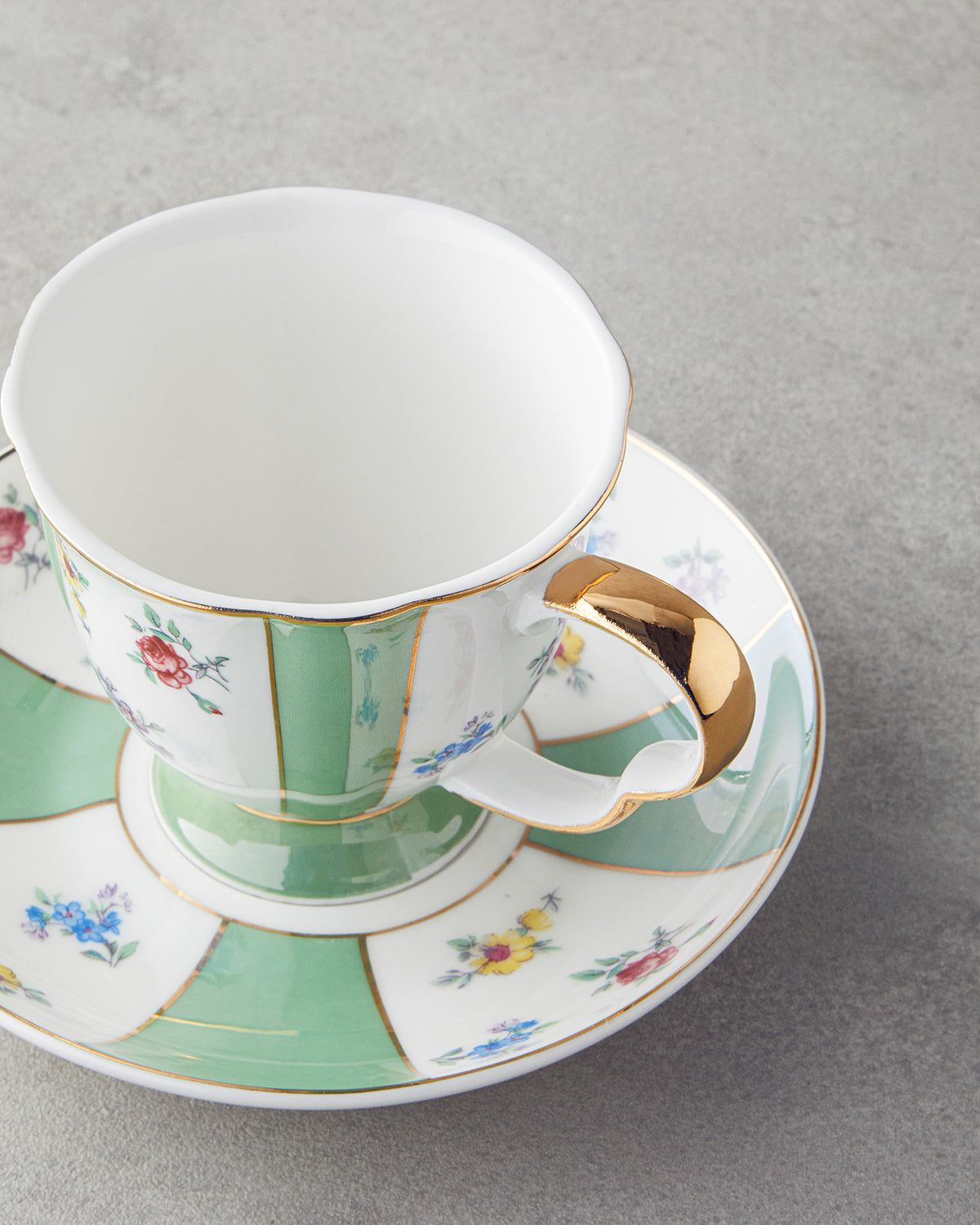 Porcelain 4 Pieces 2 Servings Tea Cup Set 220 ml Green - Yellow (view 5)