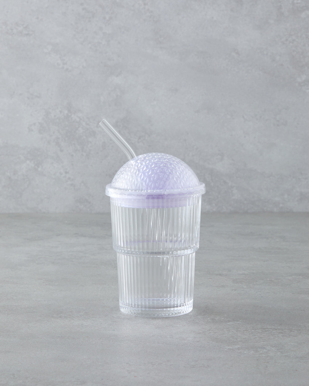 Gleam Glass with Straw 400 ml Purple