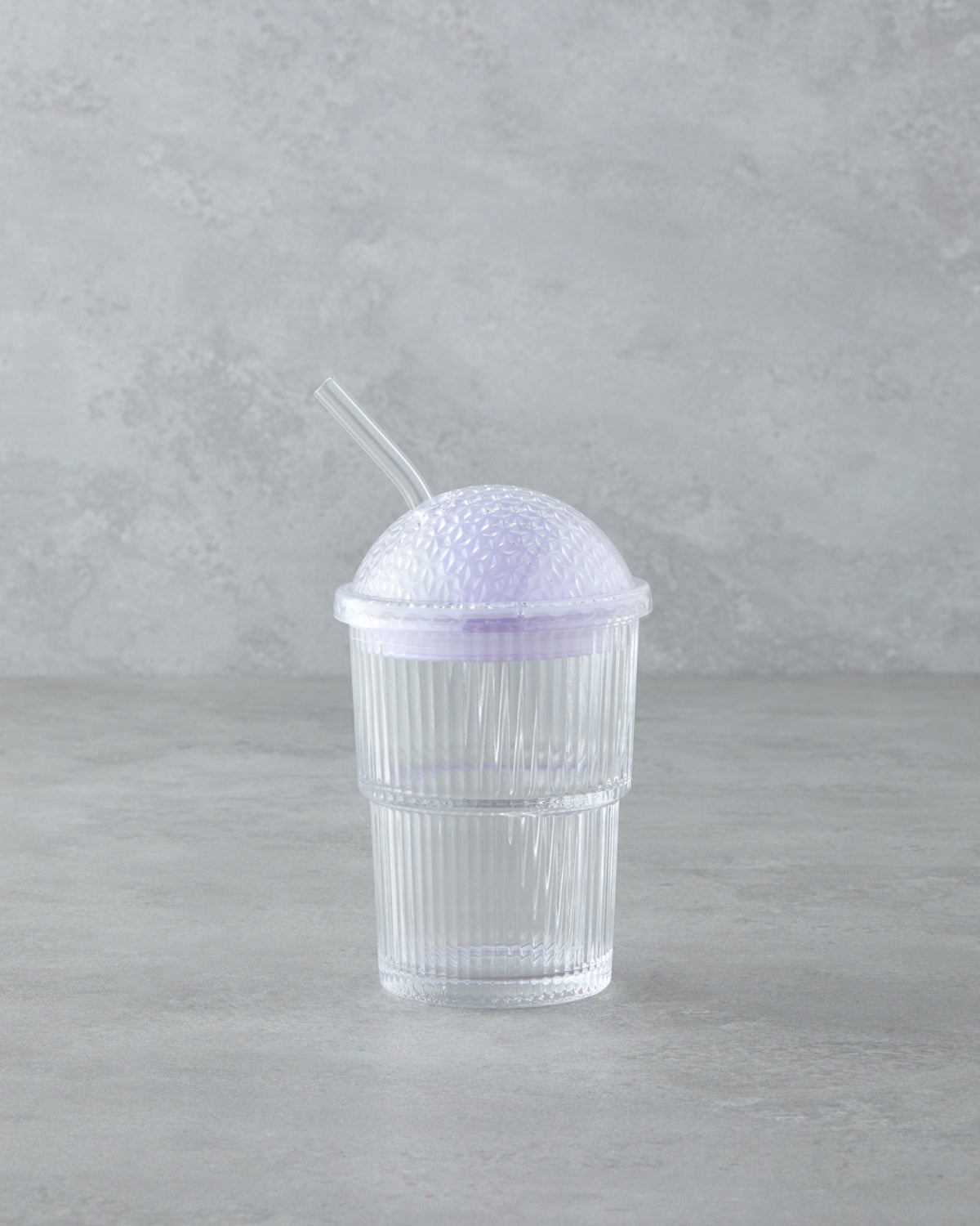 Gleam Glass with Straw 400 ml Purple