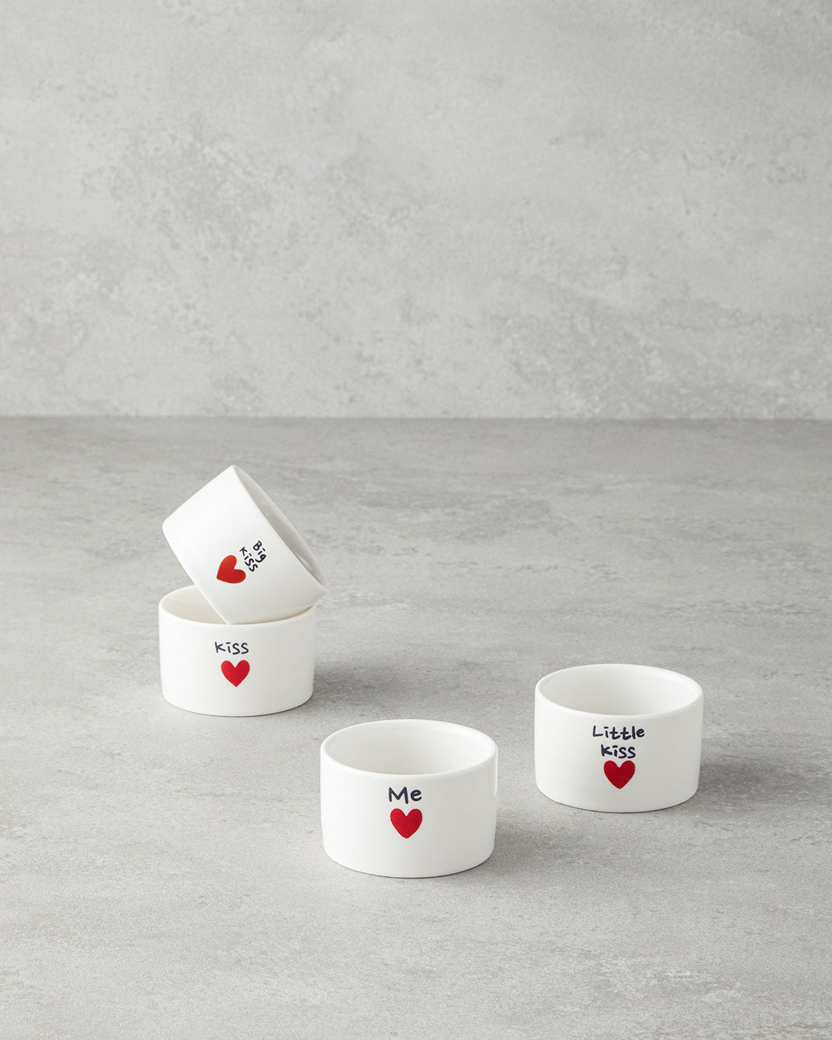 Lovely Stoneware 4 pcs Snack Bowl 6.5 cm Red