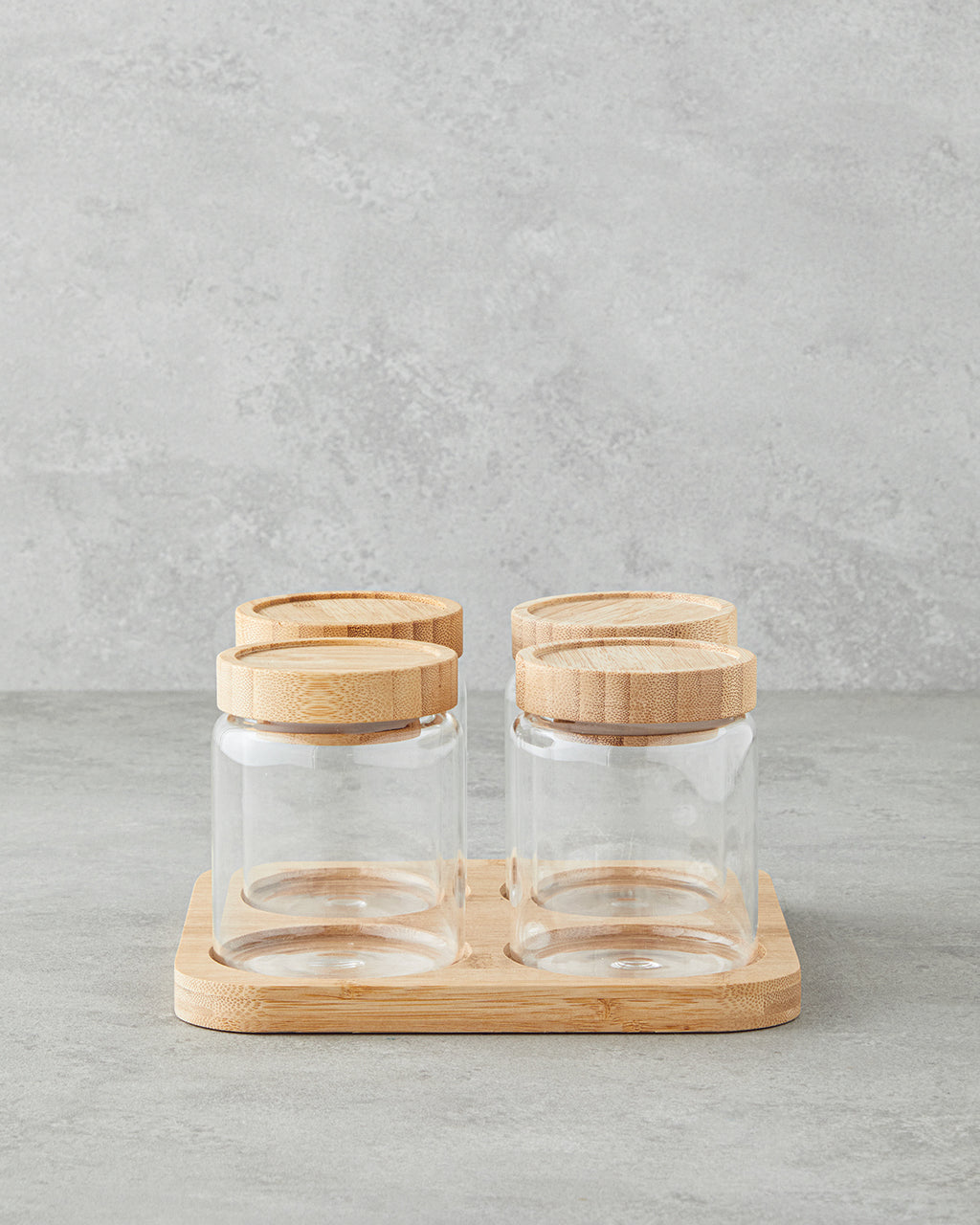 Glass 5 Pieces Spice Rack 300 ml Natural