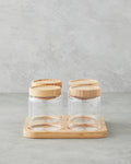 Glass 5 Pieces Spice Rack 300 ml Natural