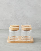 Glass 5 Pieces Spice Rack 300 ml Natural