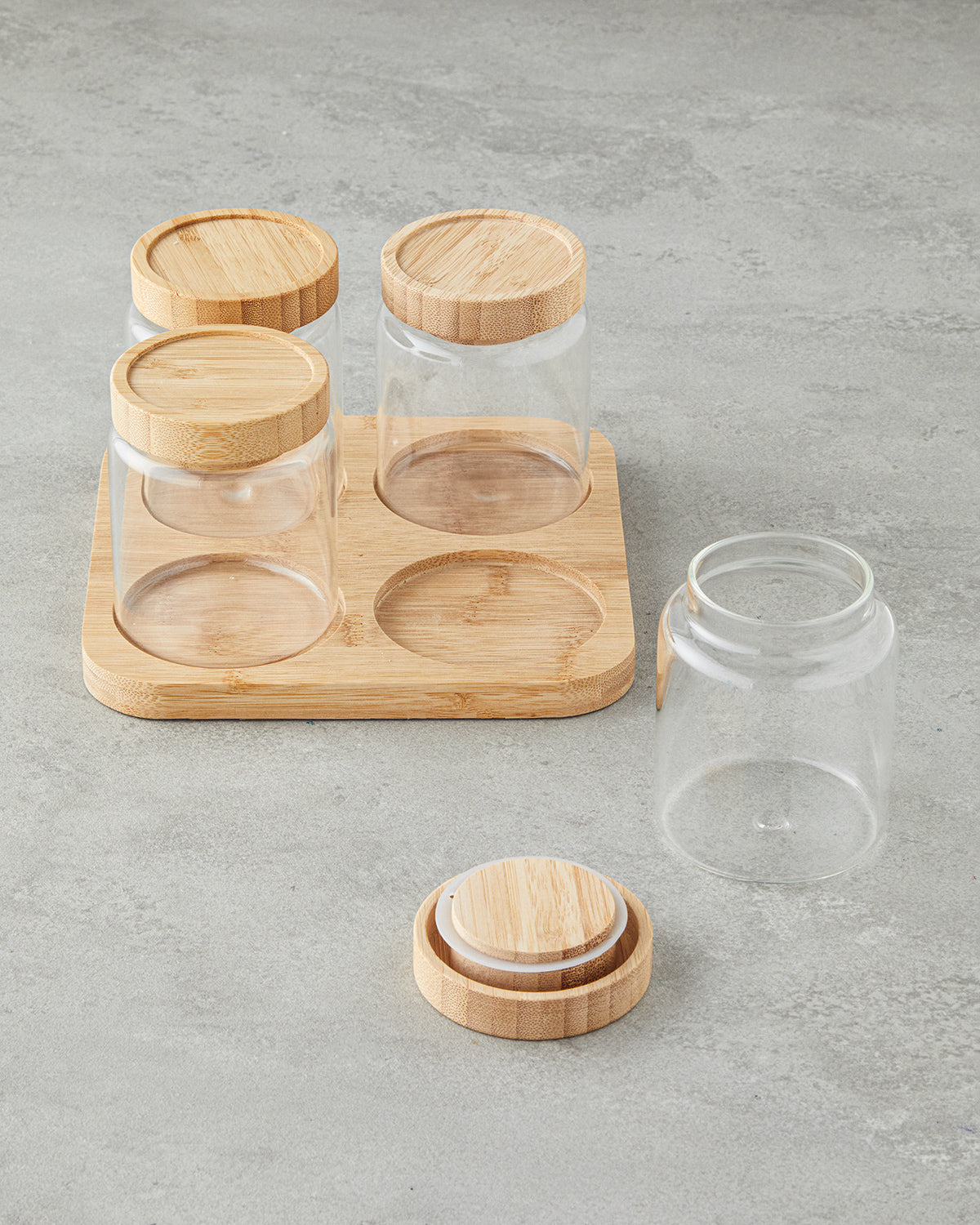 Glass 5 Pieces Spice Rack 300 ml Natural (view 2)